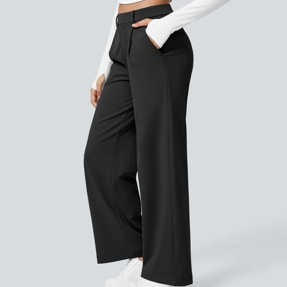 Halara High Waisted Side Pocket Straight Leg Work Pants - Picture 2 of 6